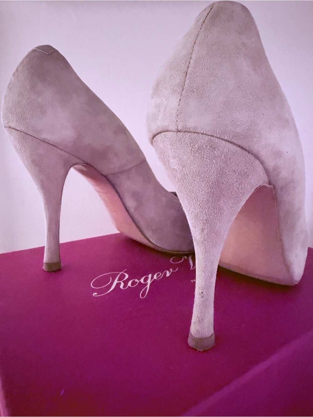 Roger Vivier Taupe Suede Pointed Toe Stiletto Heels
